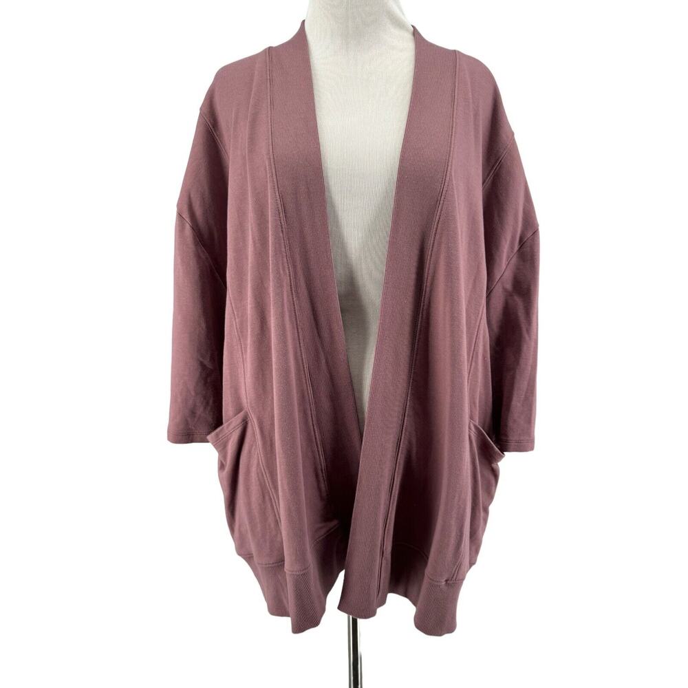 Zuda Women's Rose‎ Taupe Z-Knit Open Front Topper Cardigan Size Large